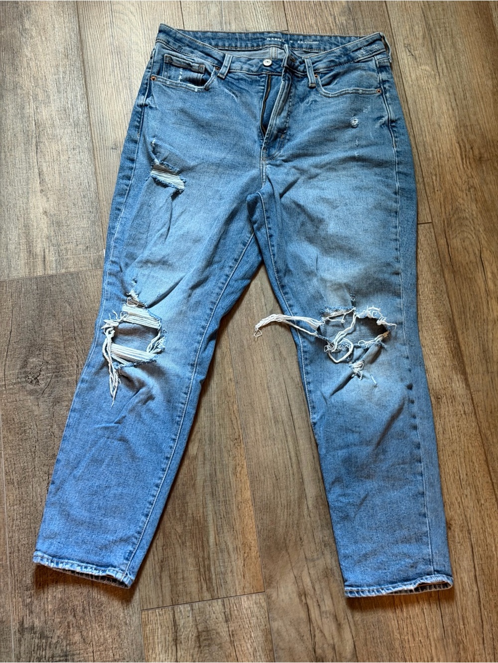 Old navy high rise og straight secret slim pockets, distressed - size 12